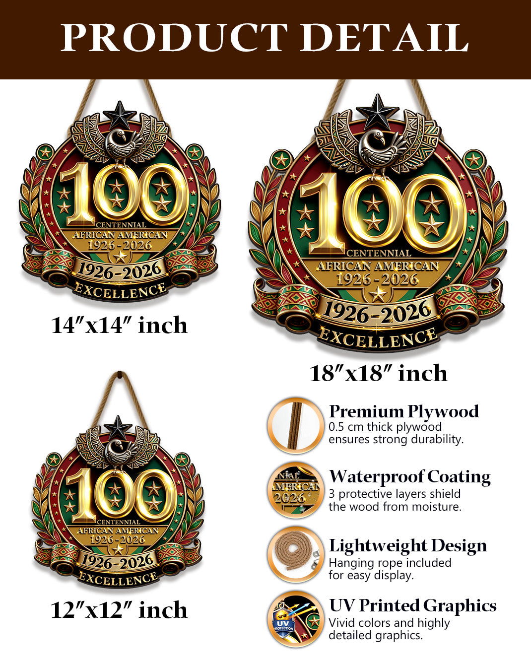 Centennial African American Excellence Wood Sign