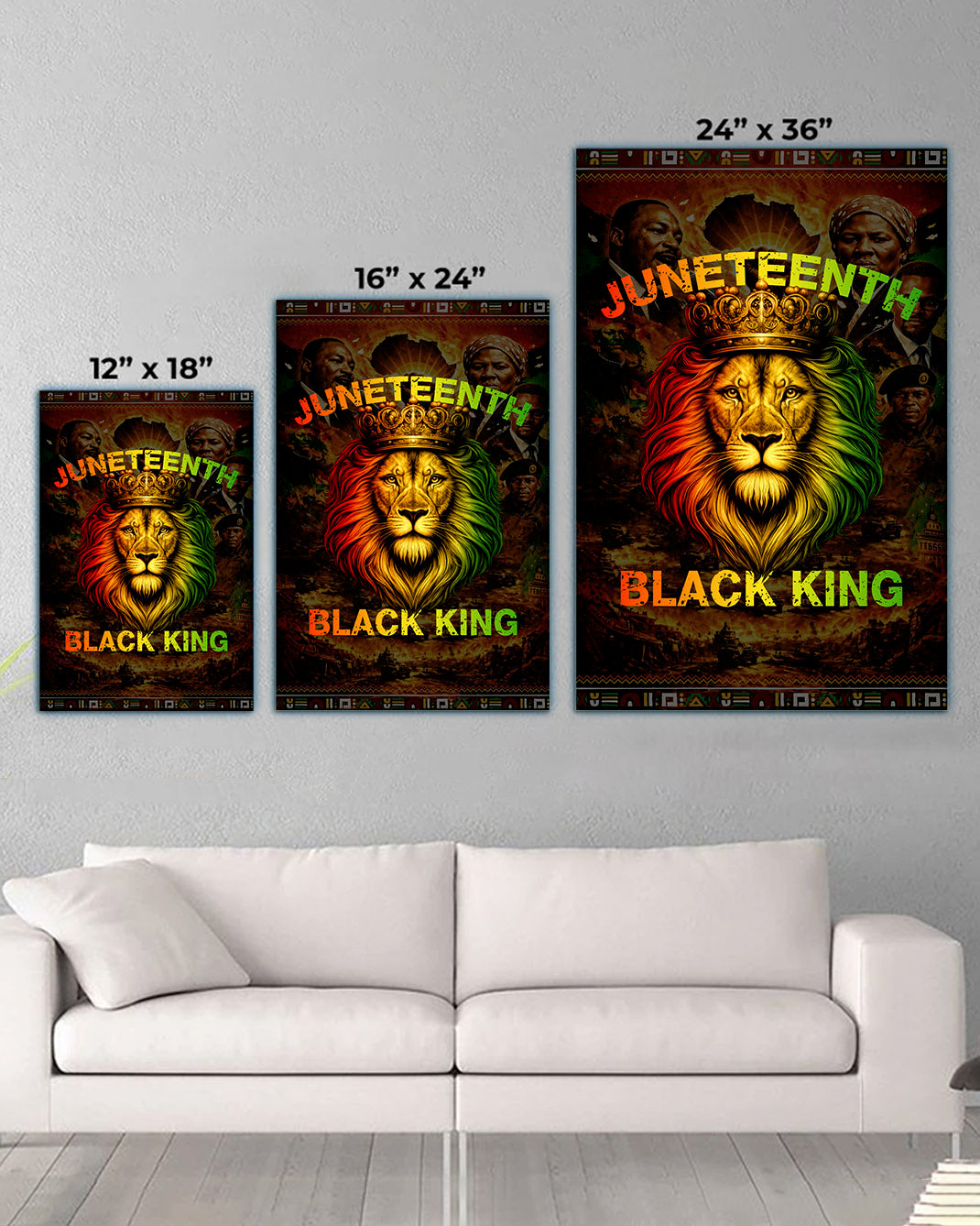 Juneteenth Black King Lion Crown - Poster/Canvas