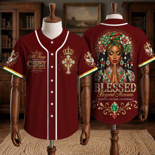 Blessed Beyond Measure Melanin Queen Baseball Jersey