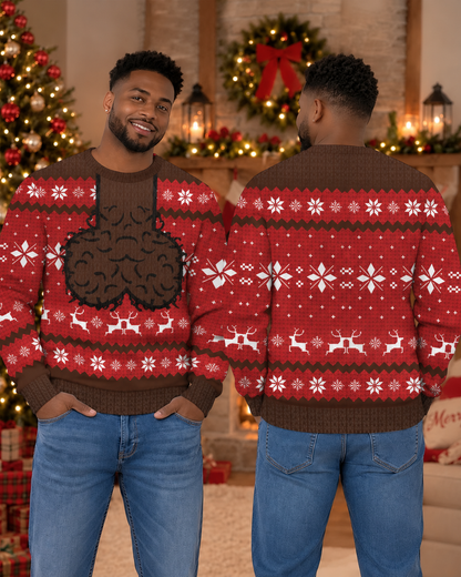 Adult Black Santa Nut Sack Ugly Xmas Sweater