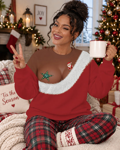 Black Women Funny Santa Outfit Christmas Sweatshirt