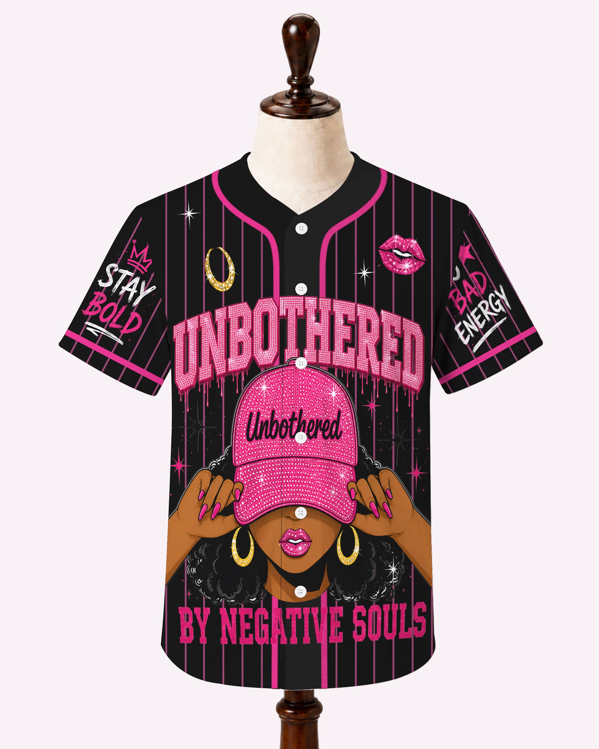 Unbothered Black Woman Baseball Jersey – Protected, Focused & At Peace Above the Noise