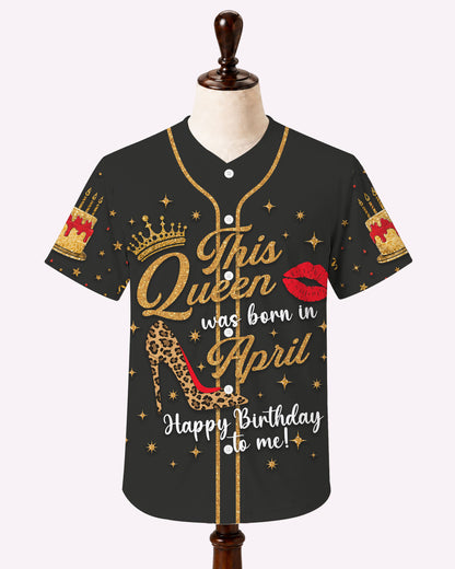 This Queen Was Born In April Black Girl Birthday Baseball Jersey