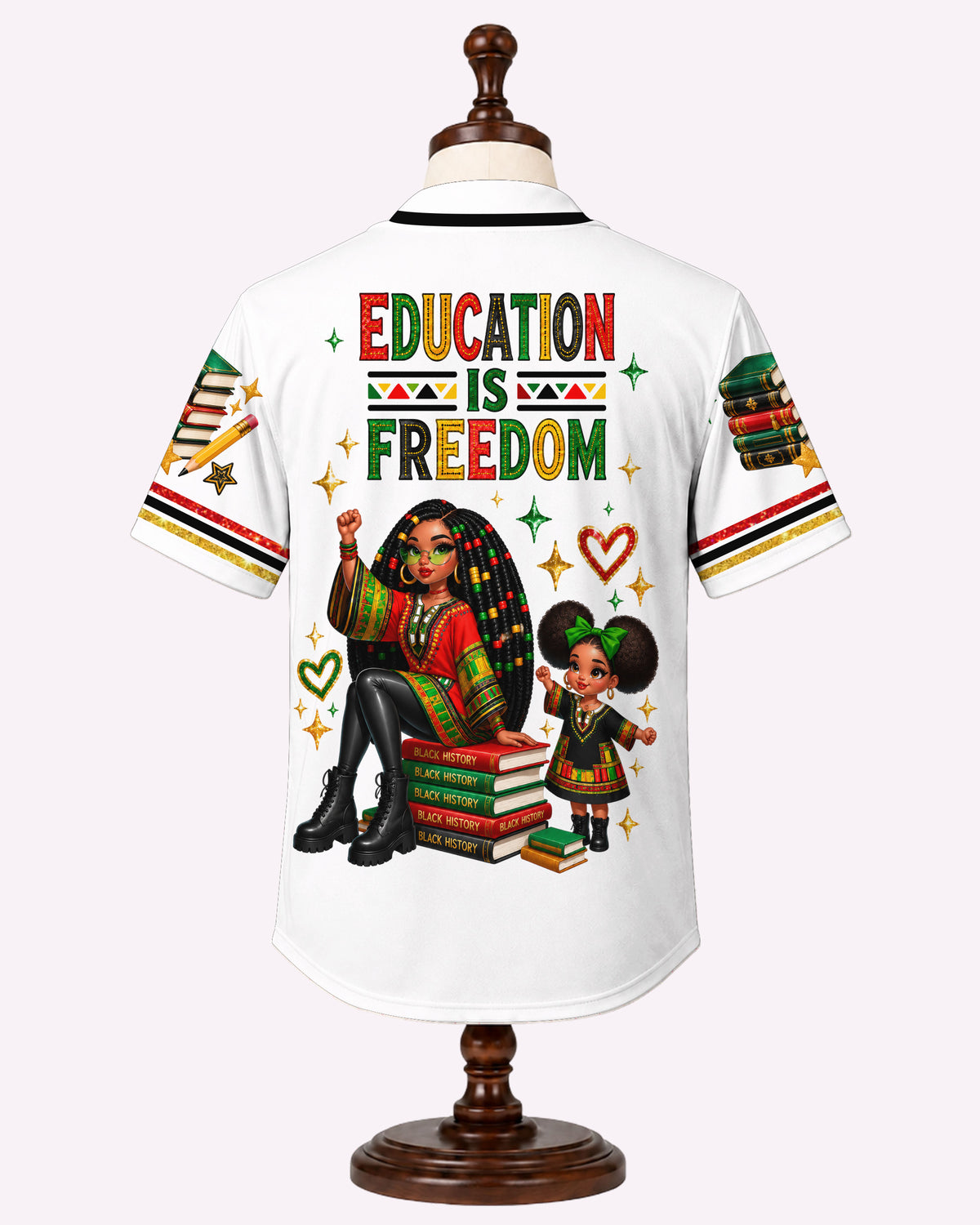 Education Is Freedom Baseball Jersey - Pan-African Teacher Shirt