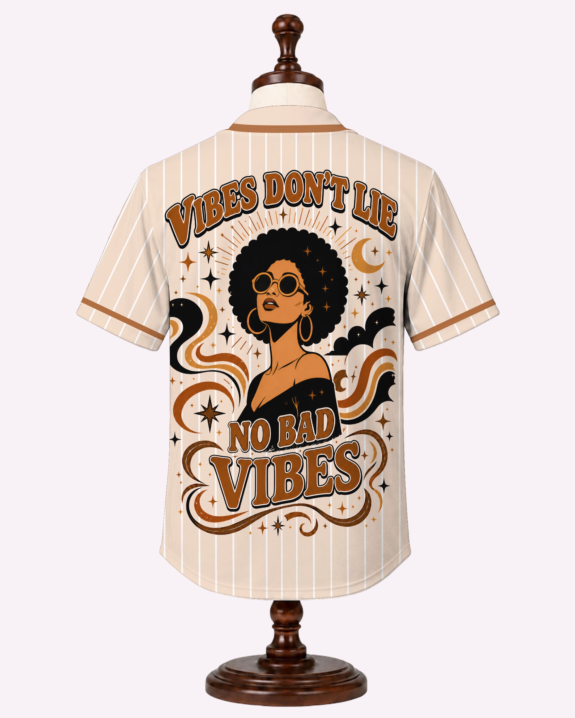 Black Woman Unbothered Baseball Jersey – No Bad Vibes Afro Graphic