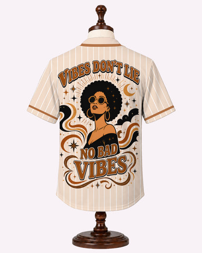 Black Woman Unbothered Baseball Jersey – No Bad Vibes Afro Graphic