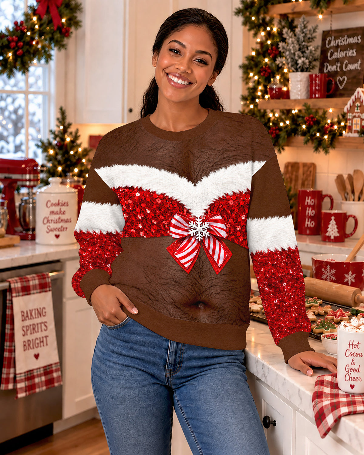Black Women Funny Santa Outfit Christmas Sweatshirt