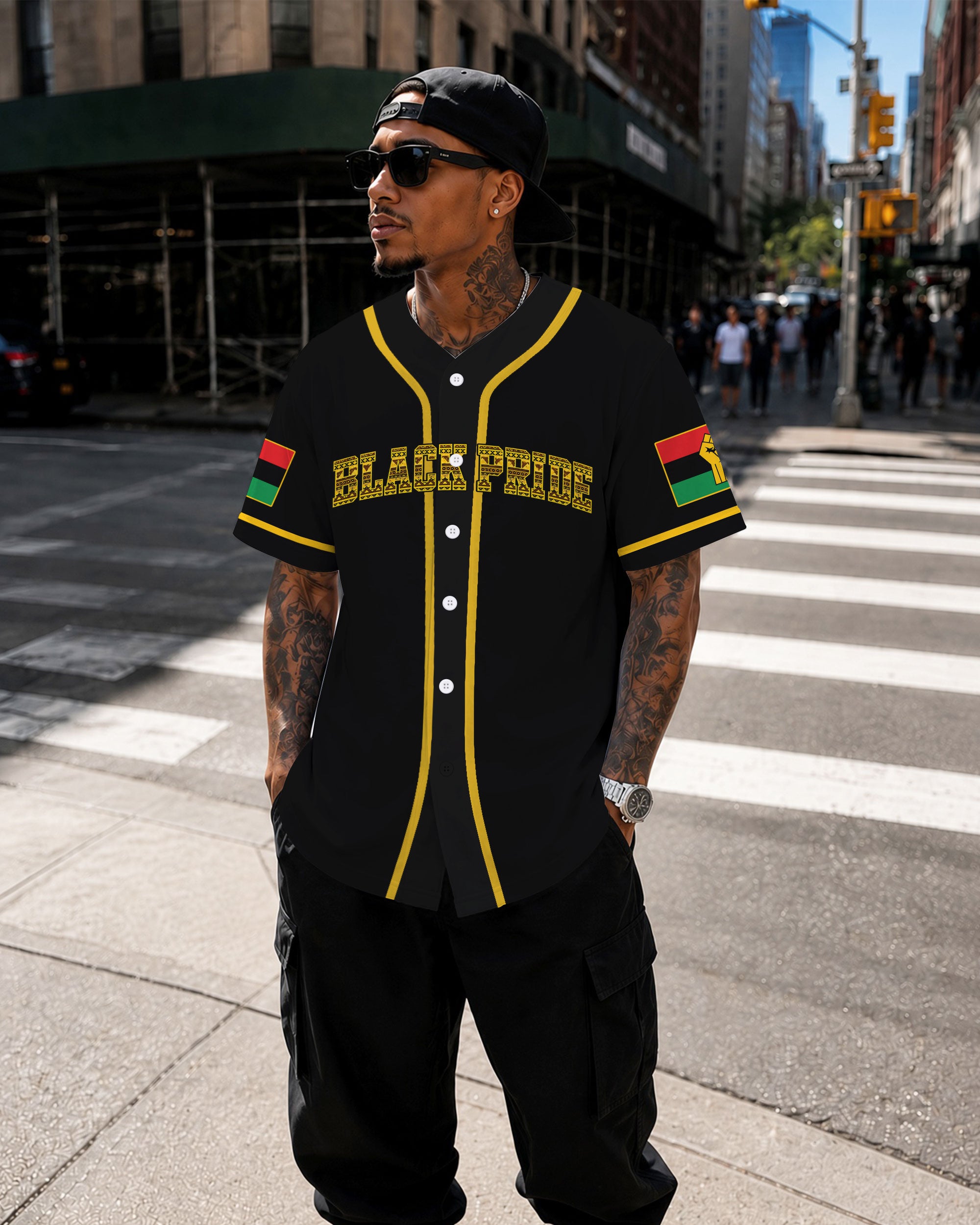 Black American Pride Baseball Jersey
