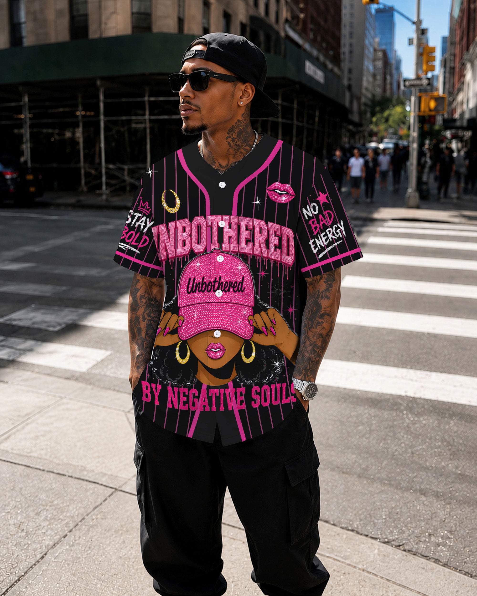 Unbothered Black Woman Baseball Jersey – Protected, Focused & At Peace Above the Noise