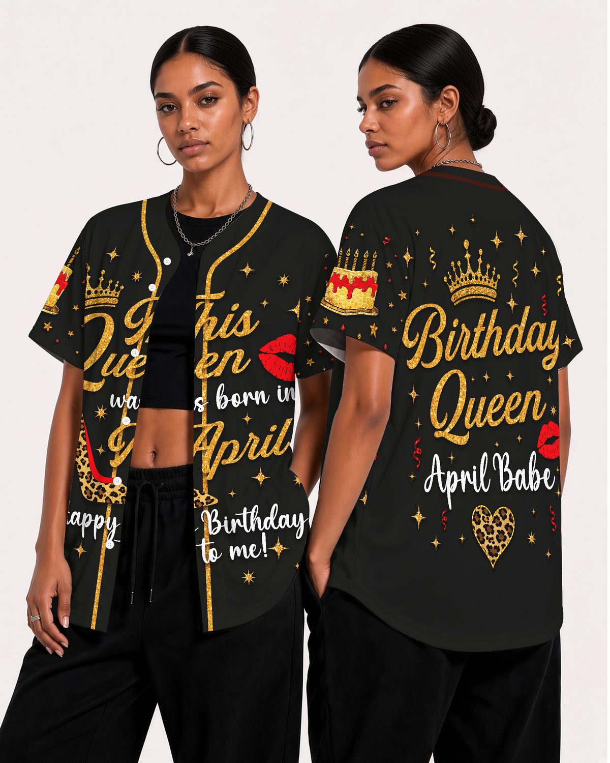 This Queen Was Born In April Black Girl Birthday Baseball Jersey