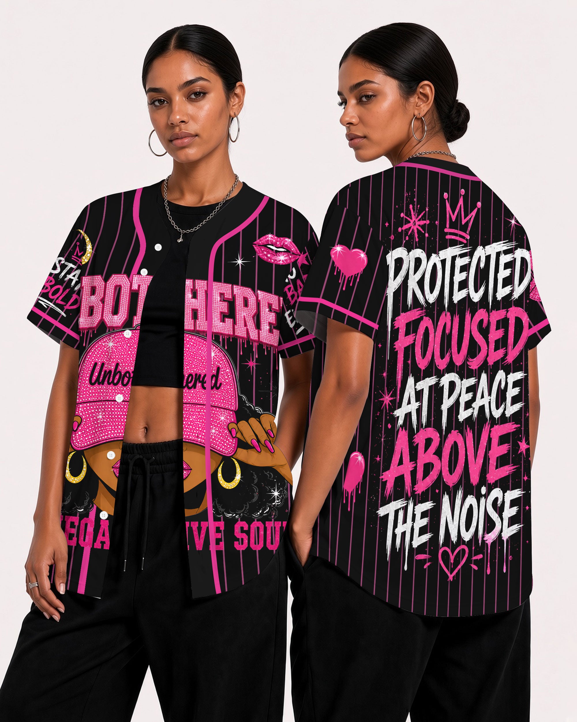 Unbothered Black Woman Baseball Jersey – Protected, Focused & At Peace Above the Noise