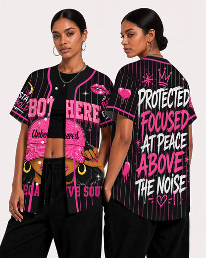 Unbothered Black Woman Baseball Jersey – Protected, Focused & At Peace Above the Noise