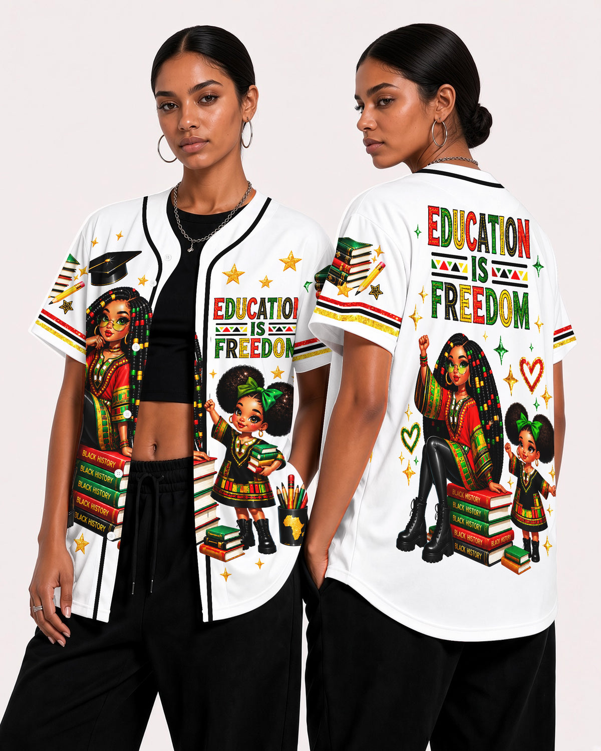 Education Is Freedom Baseball Jersey - Pan-African Teacher Shirt