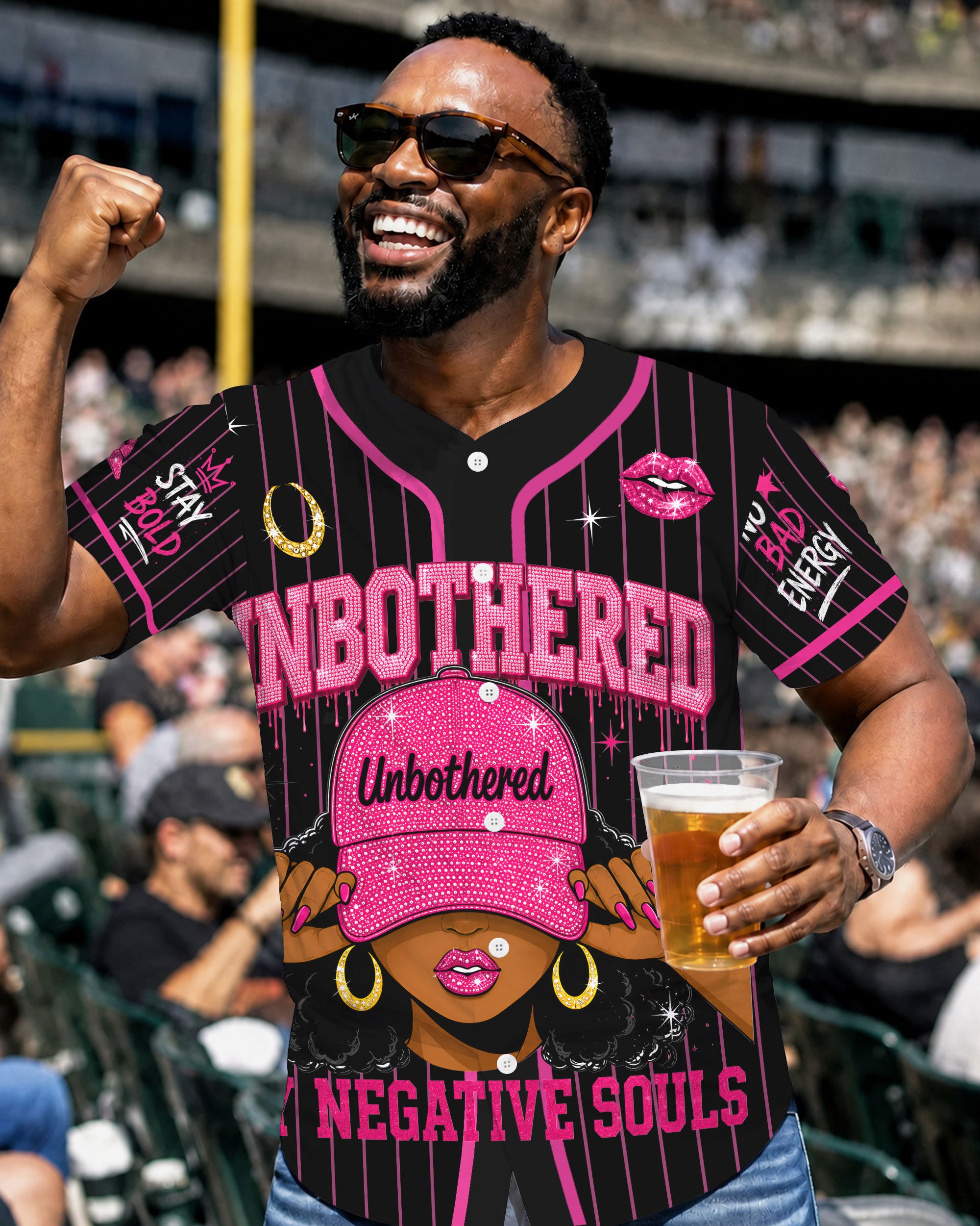 Unbothered Black Woman Baseball Jersey – Protected, Focused & At Peace Above the Noise