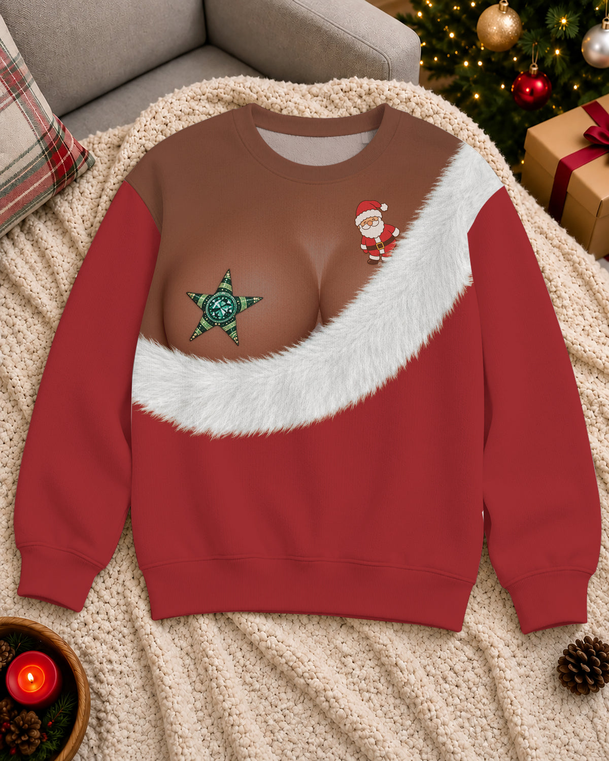 Black Women Funny Santa Outfit Christmas Sweatshirt