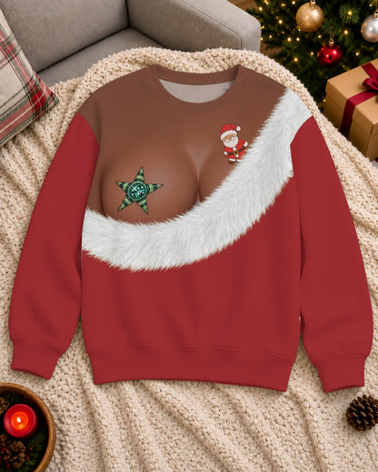 Black Women Funny Santa Outfit Christmas Sweatshirt