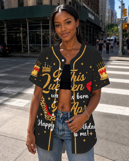 This Queen Was Born In April Black Girl Birthday Baseball Jersey