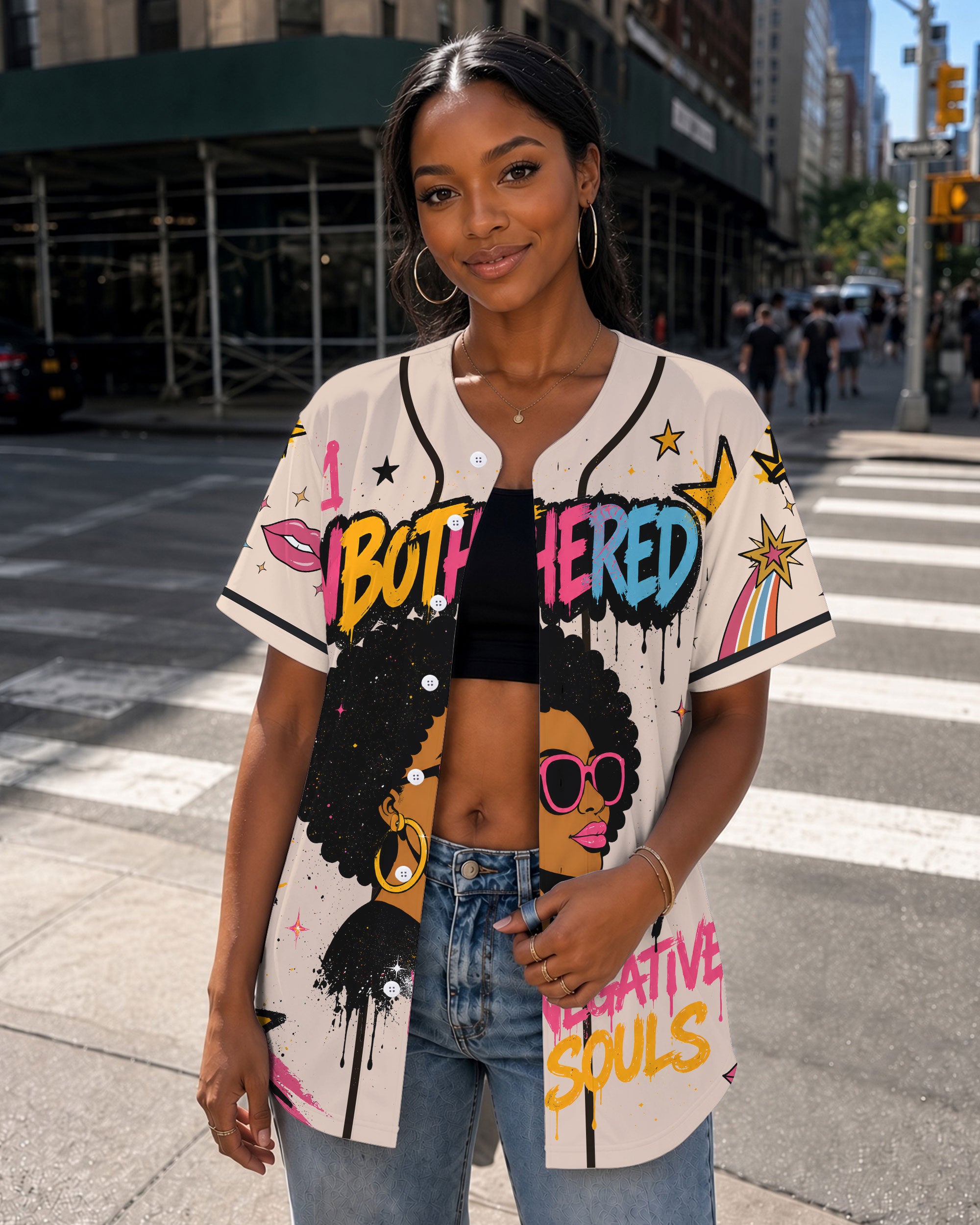 Unbothered By Negative Souls Baseball Jersey - Overqualified Underpaid Unbothered Black Woman Afro Queen Apparel