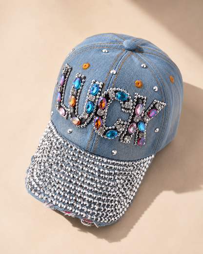 Blue Denim Rhinestone Cap – Empower Black Culture, Bold Style