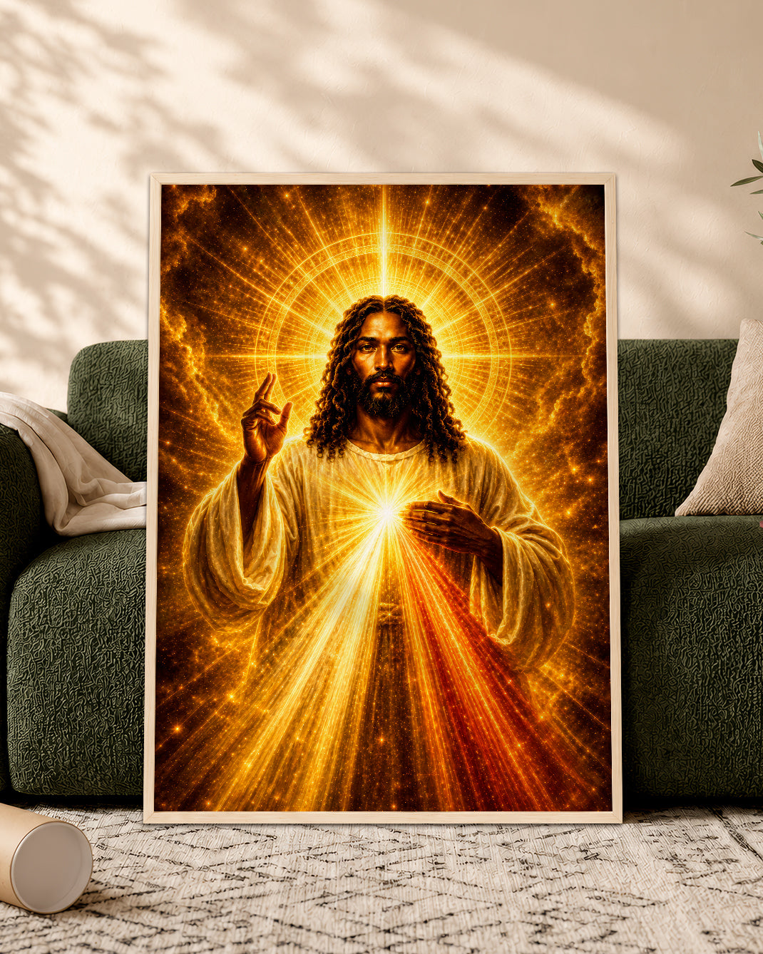 Black Jesus Divine Mercy Canvas Wall Art - African American Christian Home Decor