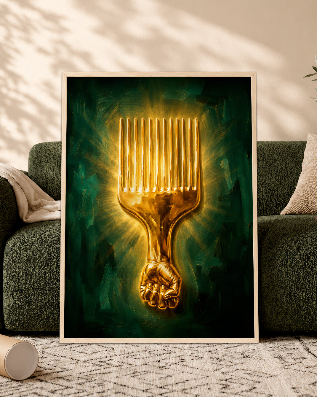 Black Power Afro Pick Canvas Wall Art - Black Pride Home Decor
