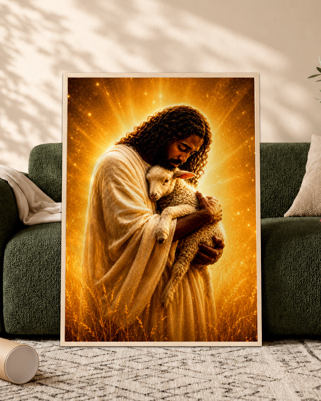 Black Jesus The Good Shepherd Canvas - African American Christian Wall Art
