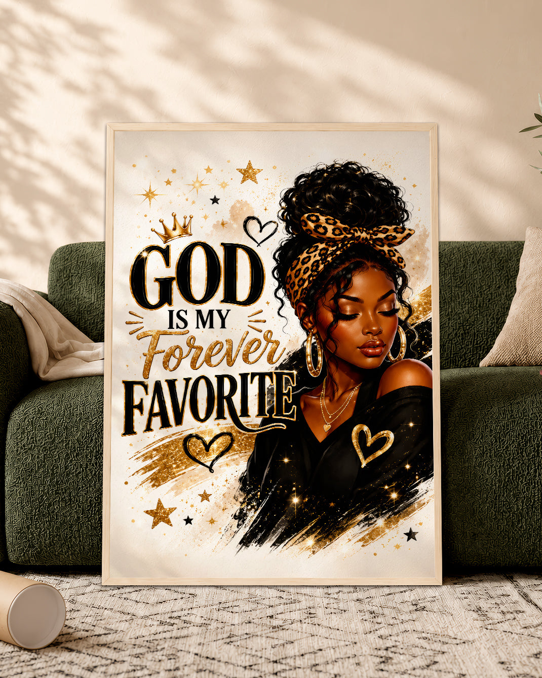 God Is My Forever Favorite Canvas Wall Art - Black Christian Home Decor