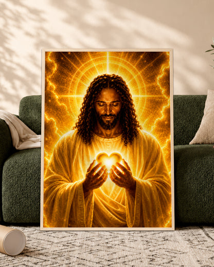 Black Jesus Canvas Wall Art - African American Christian Wall Decor
