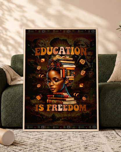 Education is Freedom Black Girl Magic & Equality - Poster/Canvas