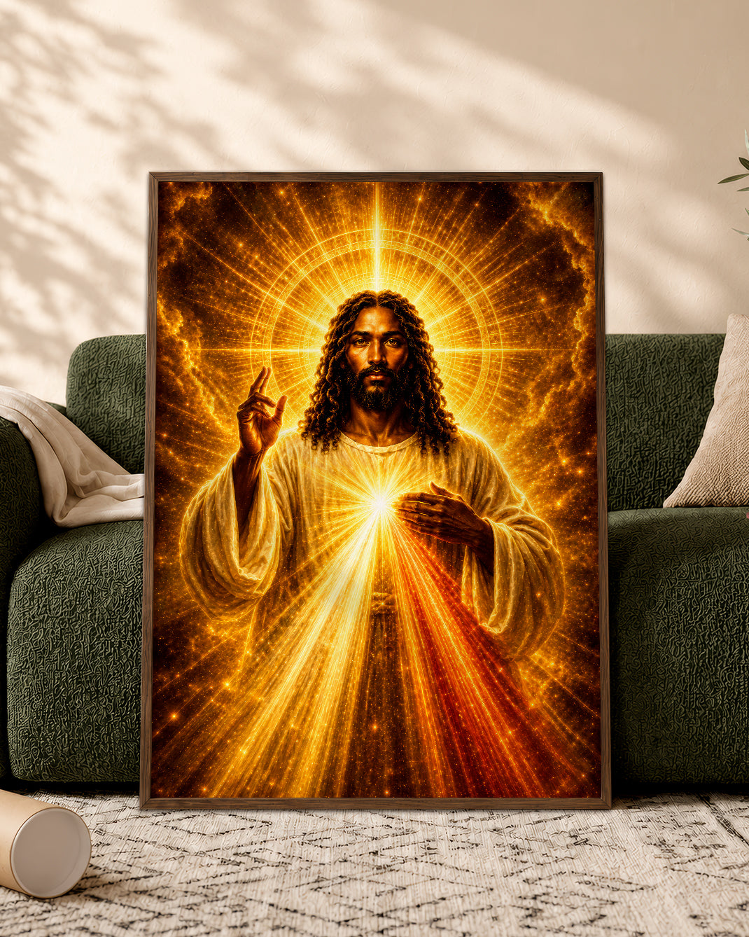 Black Jesus Divine Mercy Canvas Wall Art - African American Christian Home Decor