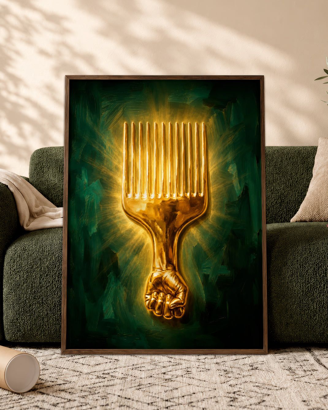 Black Power Afro Pick Canvas Wall Art - Black Pride Home Decor