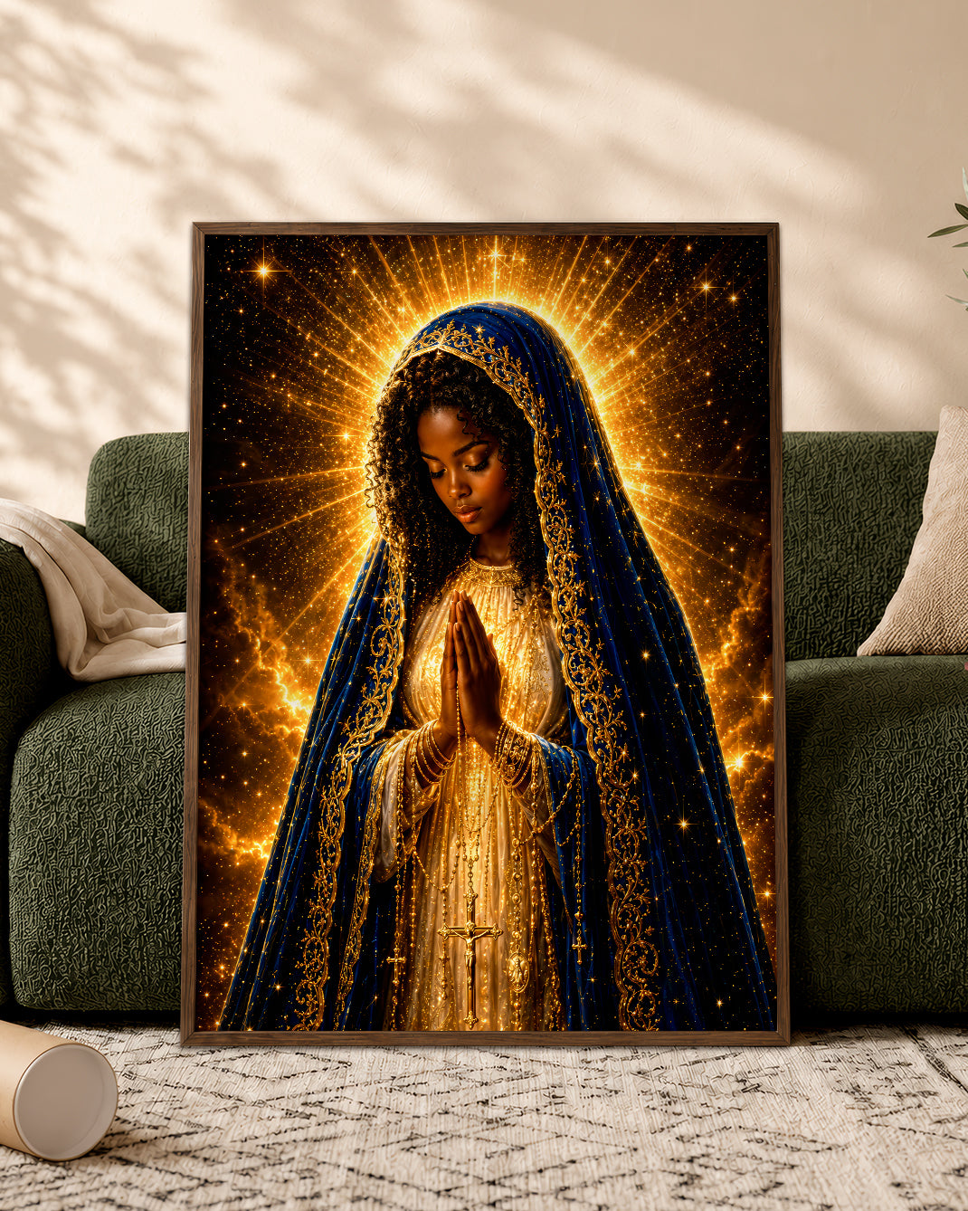African American Virgin Mary Canvas - Black Christian Wall Art