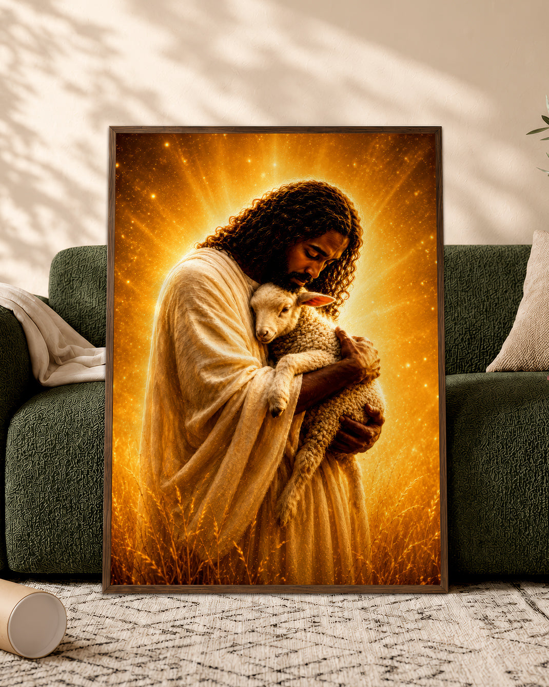 Black Jesus The Good Shepherd Canvas - African American Christian Wall Art