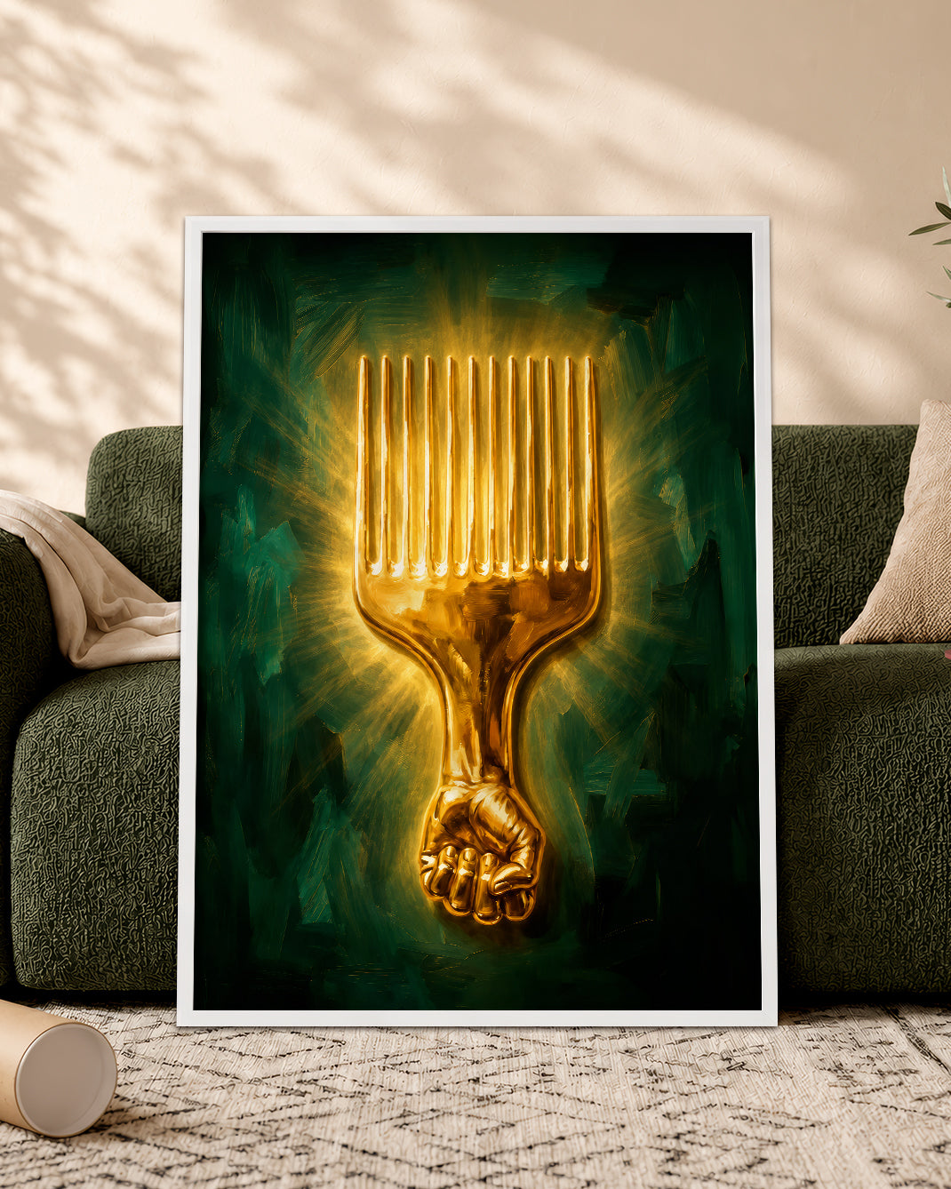 Black Power Afro Pick Canvas Wall Art - Black Pride Home Decor