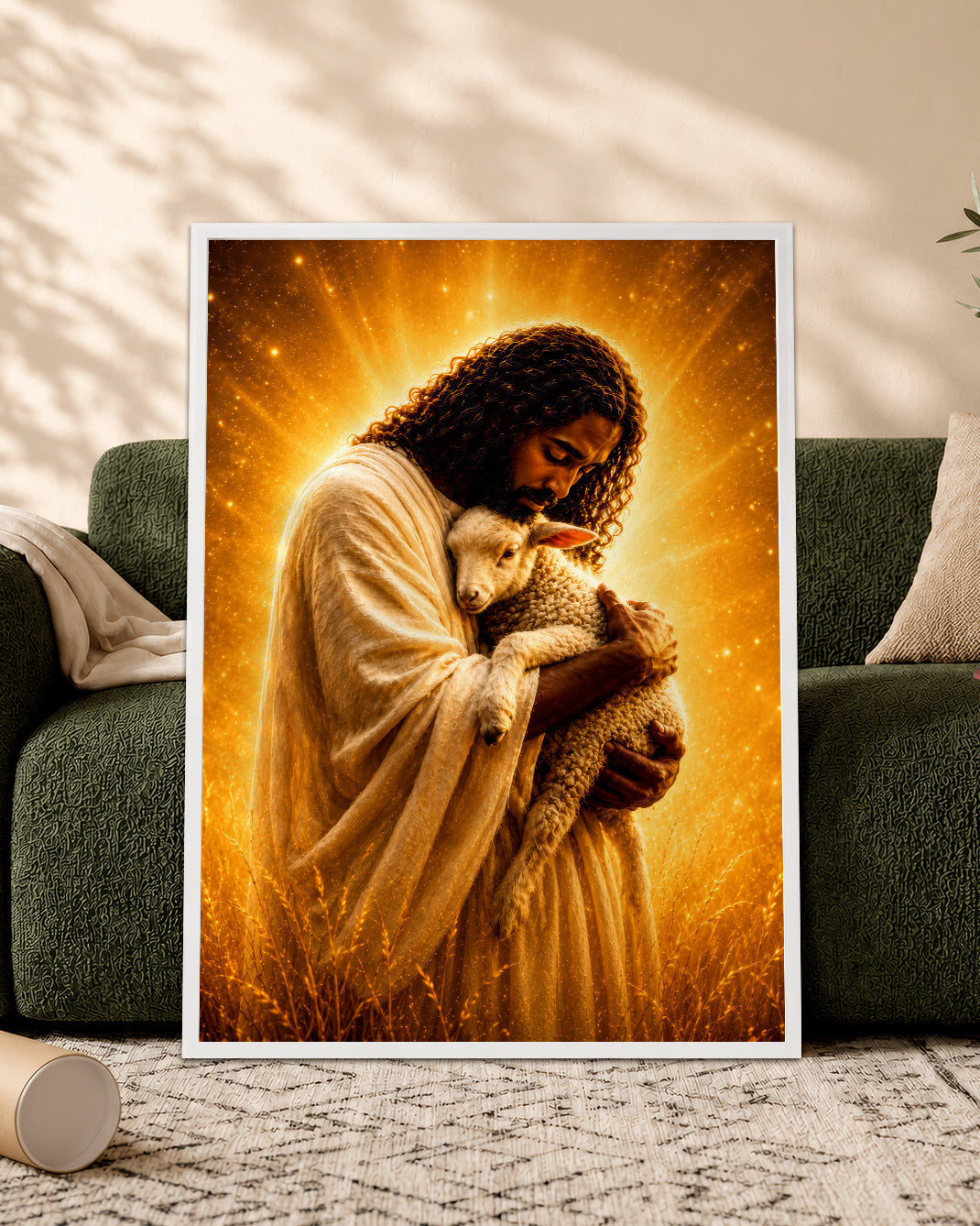 Black Jesus The Good Shepherd Canvas - African American Christian Wall Art