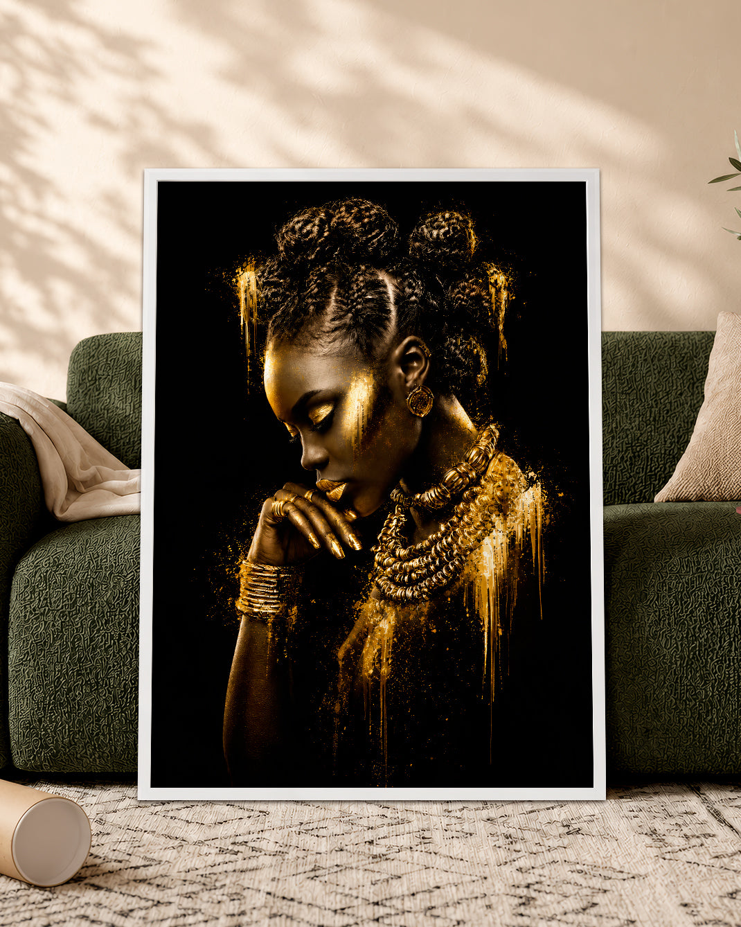 Black Queen Gold Canvas Wall Art - African American Woman Home Decor