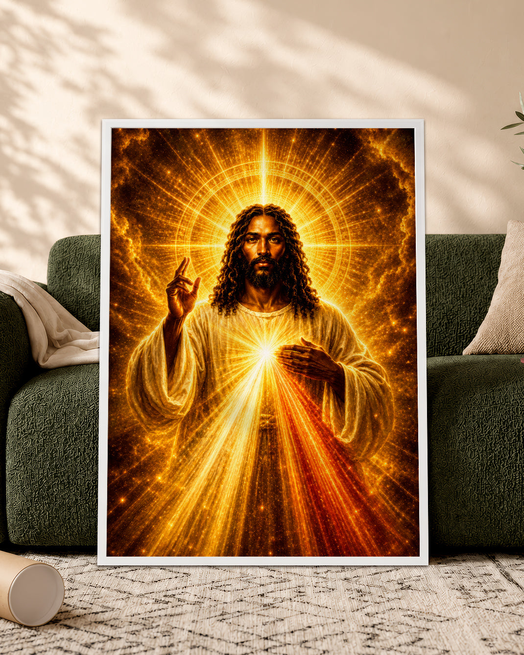 Black Jesus Divine Mercy Canvas Wall Art - African American Christian Home Decor