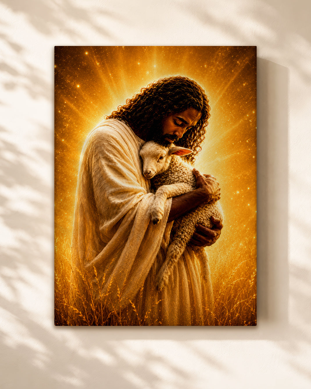Black Jesus The Good Shepherd Canvas - African American Christian Wall Art