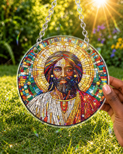 Black Jesus Stained Suncatcher Christian Window Decor