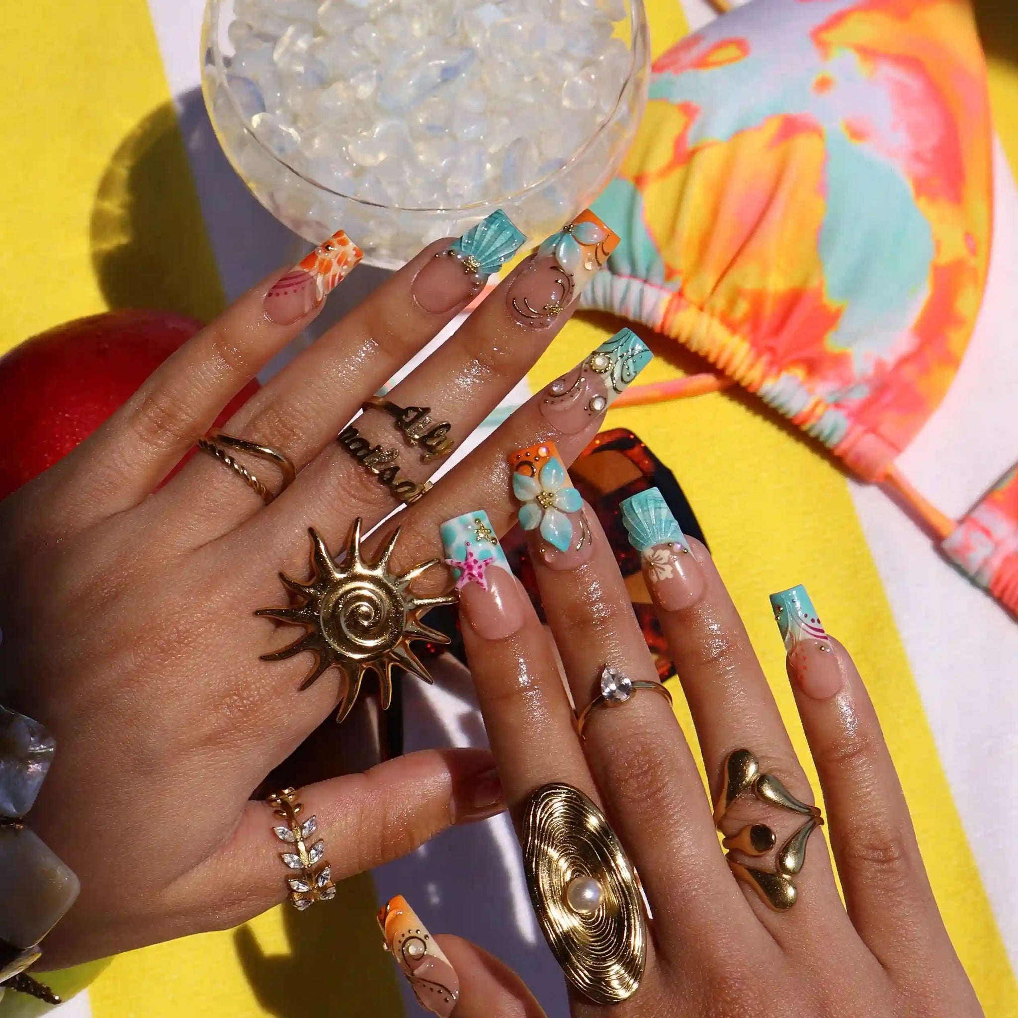 Seaside Blossom Press On Nails