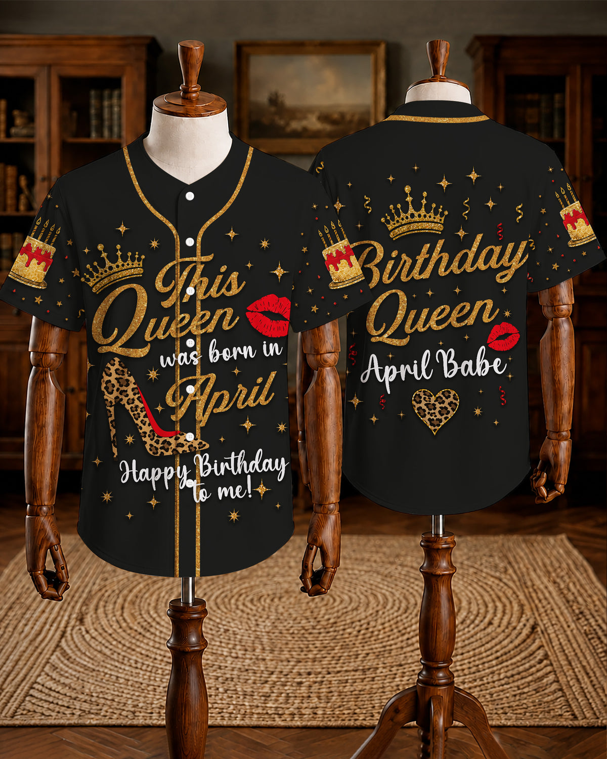 This Queen Was Born In April Black Girl Birthday Baseball Jersey