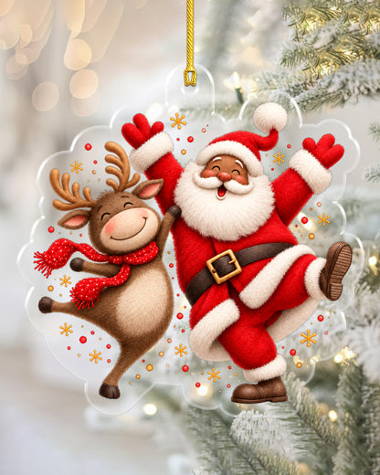 Black Santa Reindeer Christmas Tree Ornament