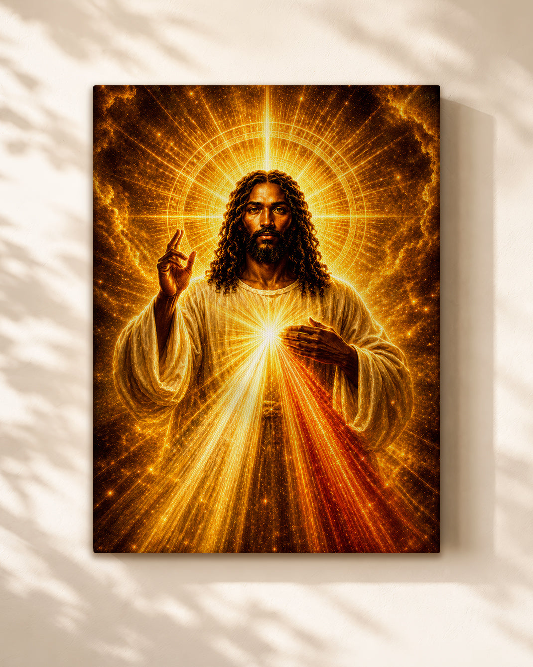 Black Jesus Divine Mercy Canvas Wall Art - African American Christian Home Decor