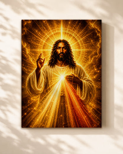 Black Jesus Divine Mercy Canvas Wall Art - African American Christian Home Decor