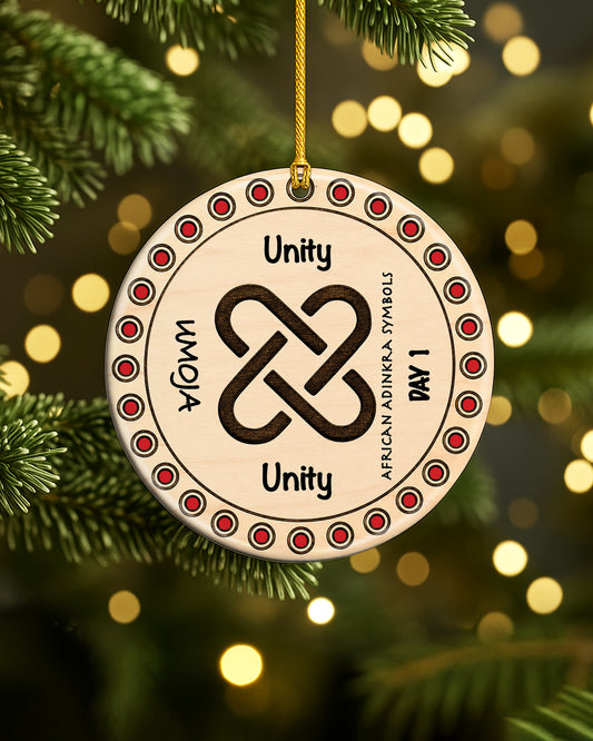 African Adinkra Symbols Ornament - Black Heritage Christmas Ornament