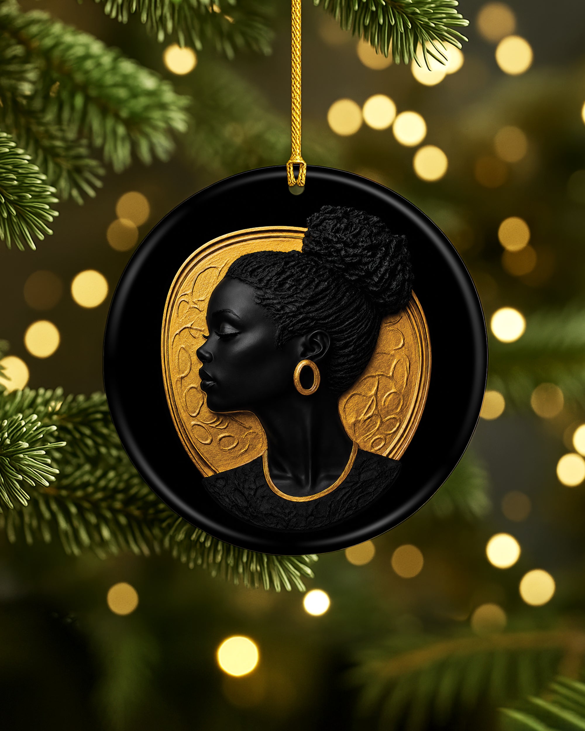 Black Queen Heritage Ornament - Black Woman Luxury Christmas Ornament