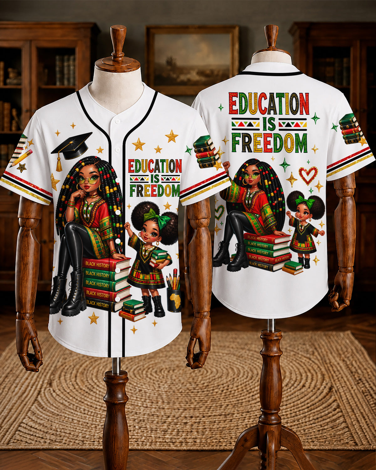 Education Is Freedom Baseball Jersey - Pan-African Teacher Shirt