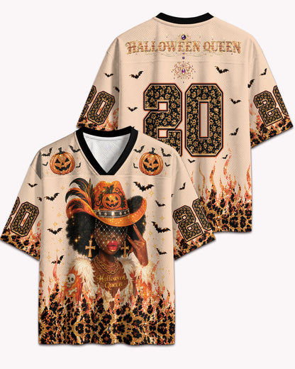 Black Queen Halloween Jersey – Melanin Magic & Pumpkin Vibes