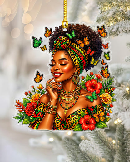 African Roots Ornament - Black Woman Cultural Holiday Keepsake