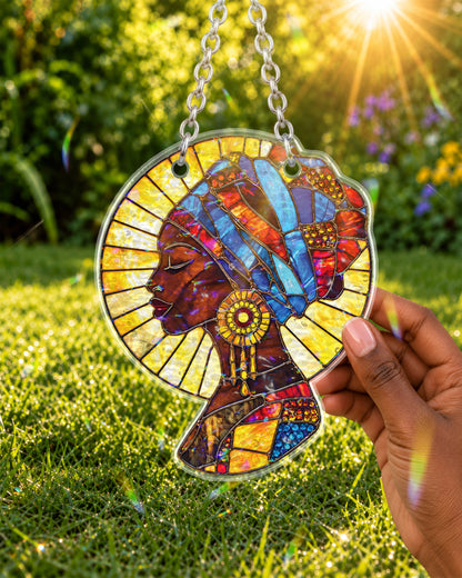 African American Queen Mosaic Suncatcher Window Art